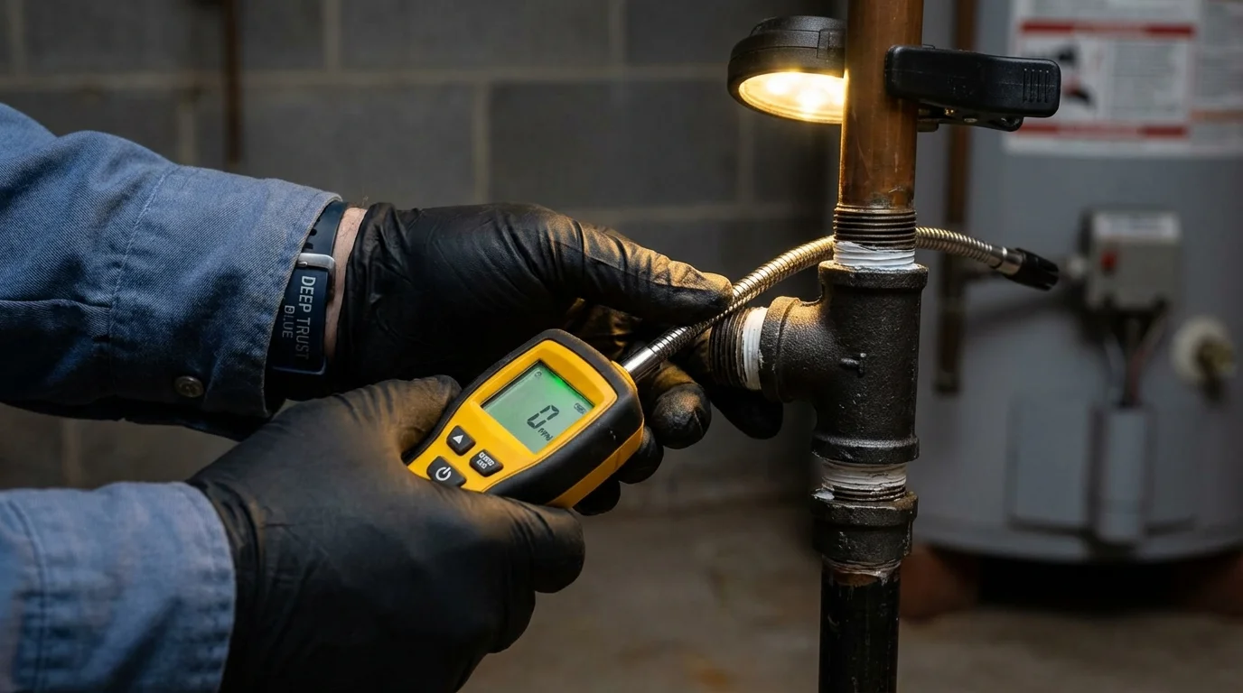 Gas leak detection with electronic sniffer by Johns Plumbing LLC in Alameda