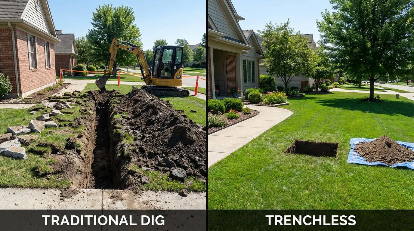 Trenchless sewer repair with minimal yard damage versus traditional excavation in Alameda, CA